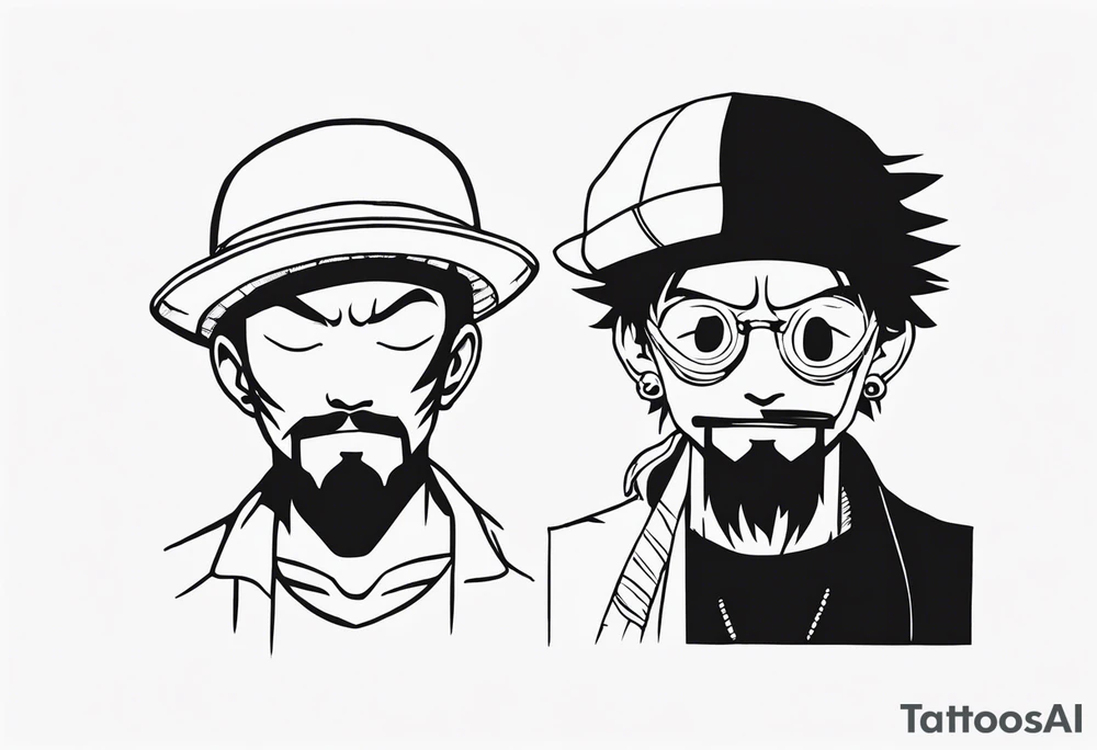 I want a half compas and half Mugiwara Luffy head tattoo idea
