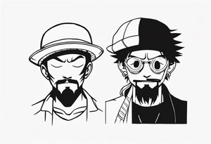 I want a half compas and half Mugiwara Luffy head tattoo idea