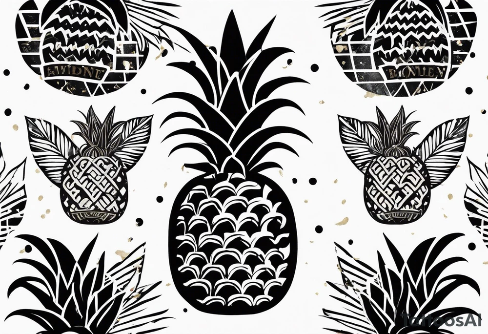 KYDF in bold on a Pineapple tattoo idea