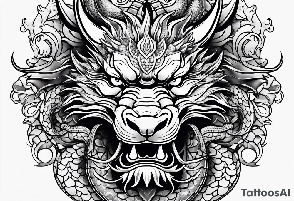 Animal Head ONLY: Chinese Dragon front facing tattoo idea