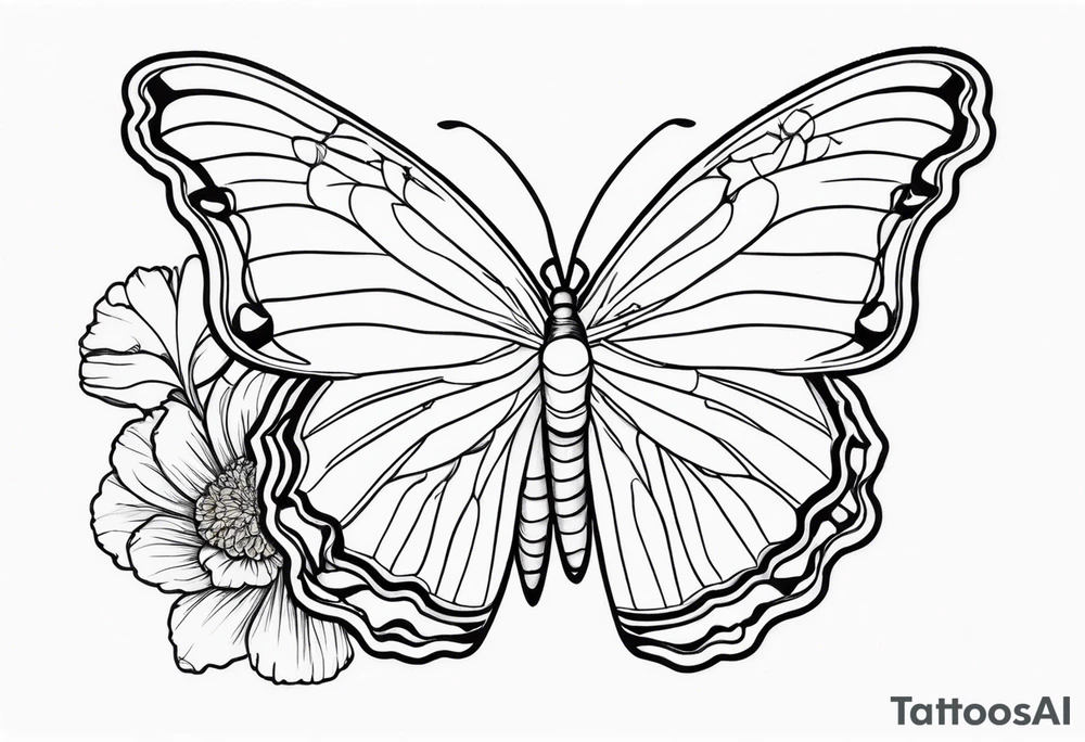 Small Butterfly with marigolds on a vine tattoo idea