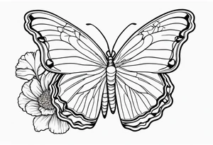 Small Butterfly with marigolds on a vine tattoo idea
