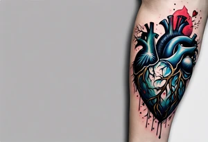 Arm sleeve depicting broken heart, pain suffering and loneliness  darkness tattoo idea