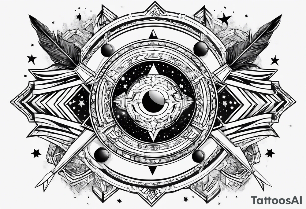 Galaxy stars universe arrow tattoo idea