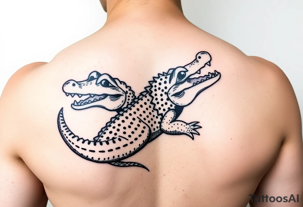 cartoon mardi gras alligators tattoo idea
