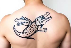 cartoon mardi gras alligators tattoo idea
