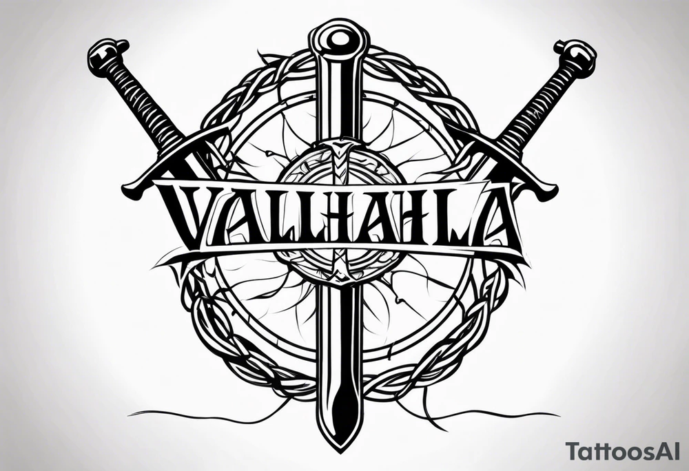 Valhalla
sword shield barbed  wire tattoo idea