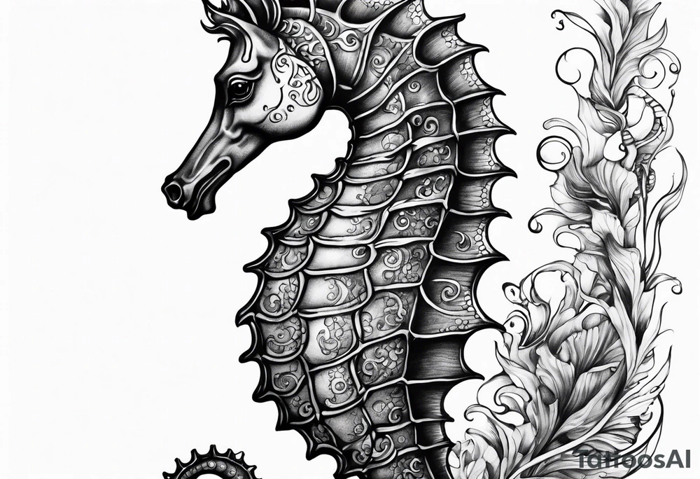 Under ocean seahorse tattoo idea