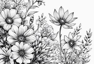 Wildflowers, smaller, vertical tattoo idea