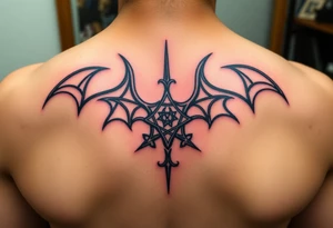Devil, worshiping symbols tattoo idea