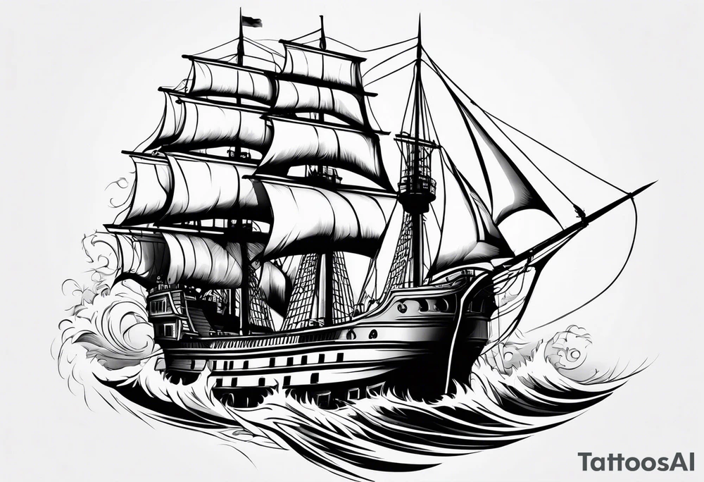 lower leg sleeve with a ship tattoo idea