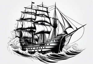 lower leg sleeve with a ship tattoo idea