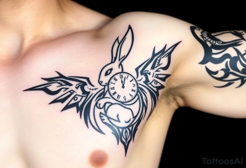 Rabbit with a Clock tattoo idea