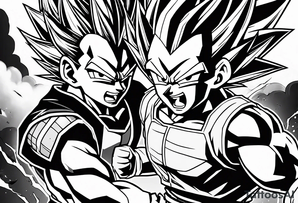 Goku and vegeta fighting to the death tattoo idea