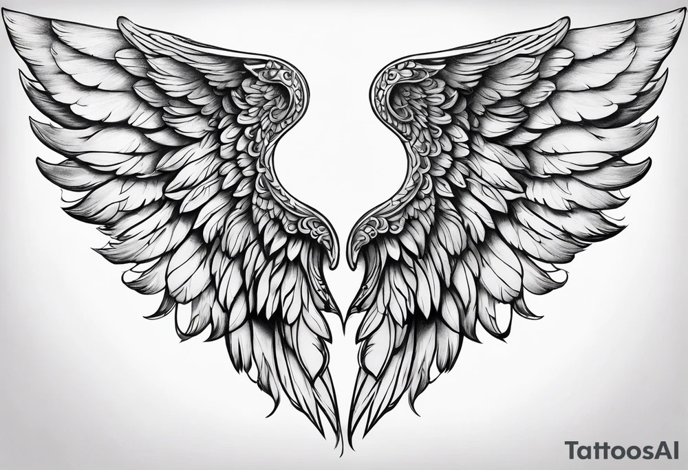 realistic angel
wings tattoo idea