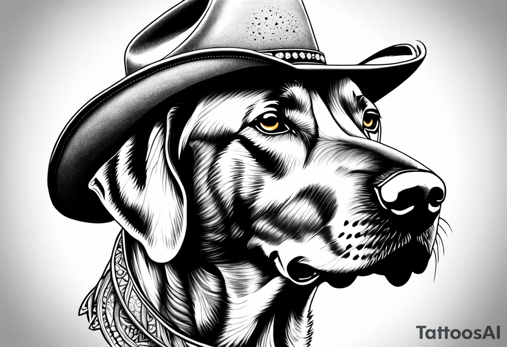 Rhodesian ridgeback wearing a cowboy hat tattoo idea