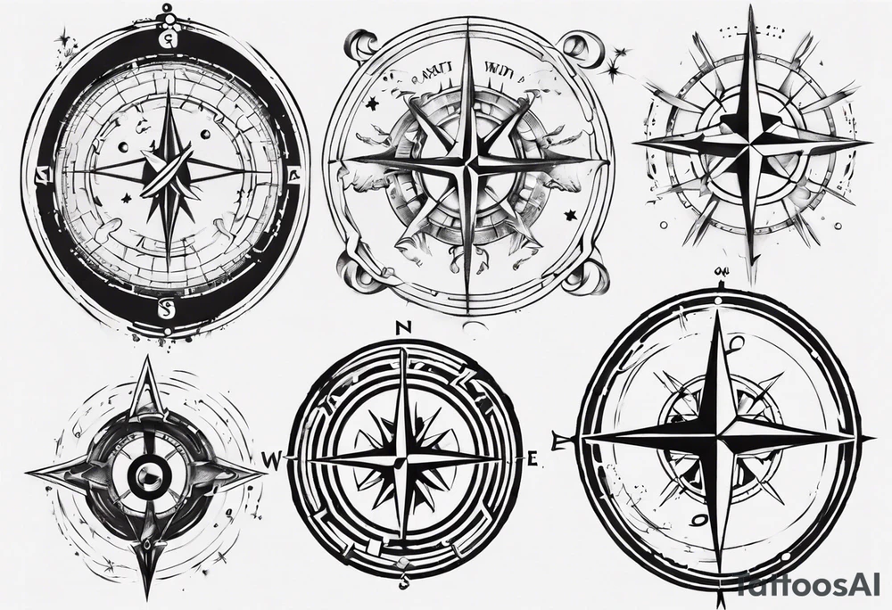 Gemini and compass tattoo idea