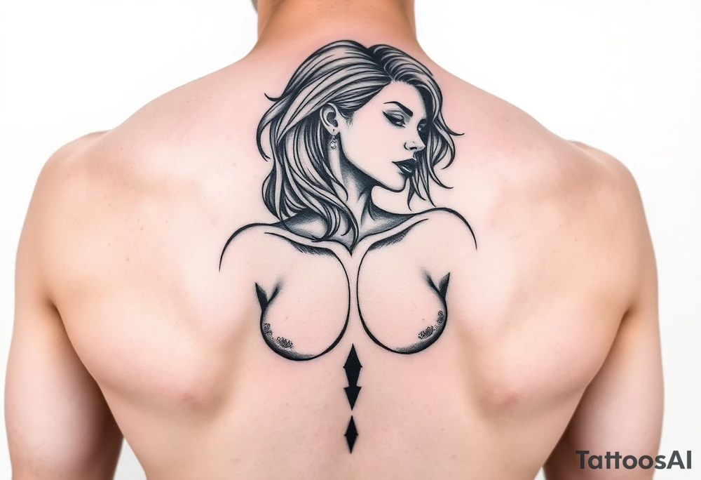 Topless woman tattoo idea