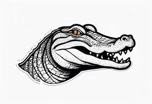 Alligator head with woman’s legs sticking out of its mouth tattoo idea