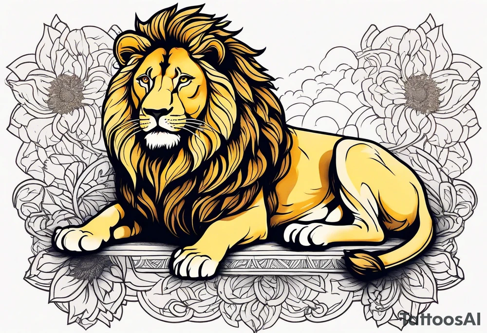 Lion top; sunflower bottom tattoo idea