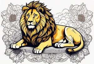 Lion top; sunflower bottom tattoo idea