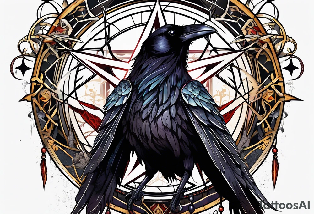 Raven pentagram. tattoo idea