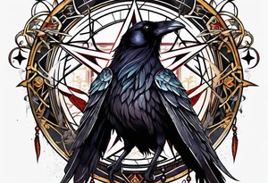 Raven pentagram. tattoo idea