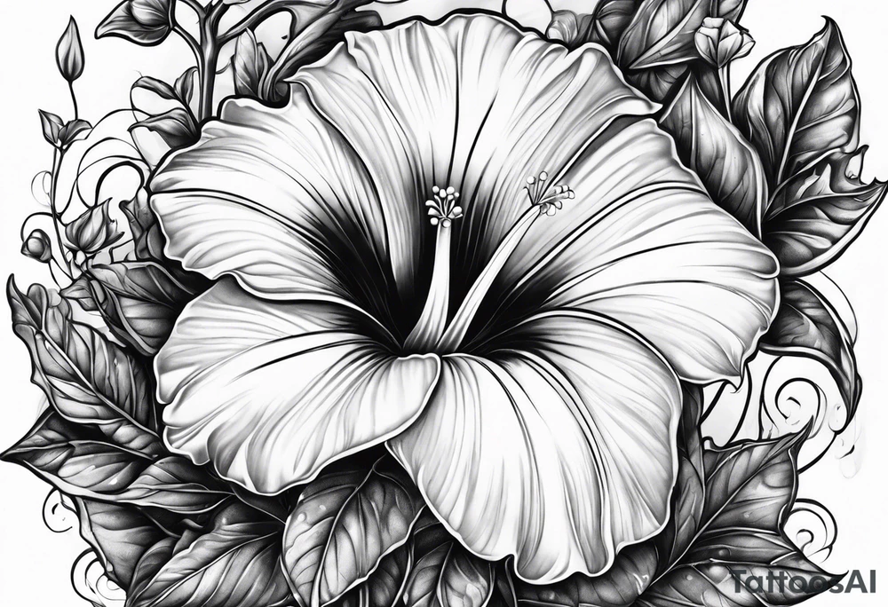 Morning Glory with turquoise jewels tattoo idea