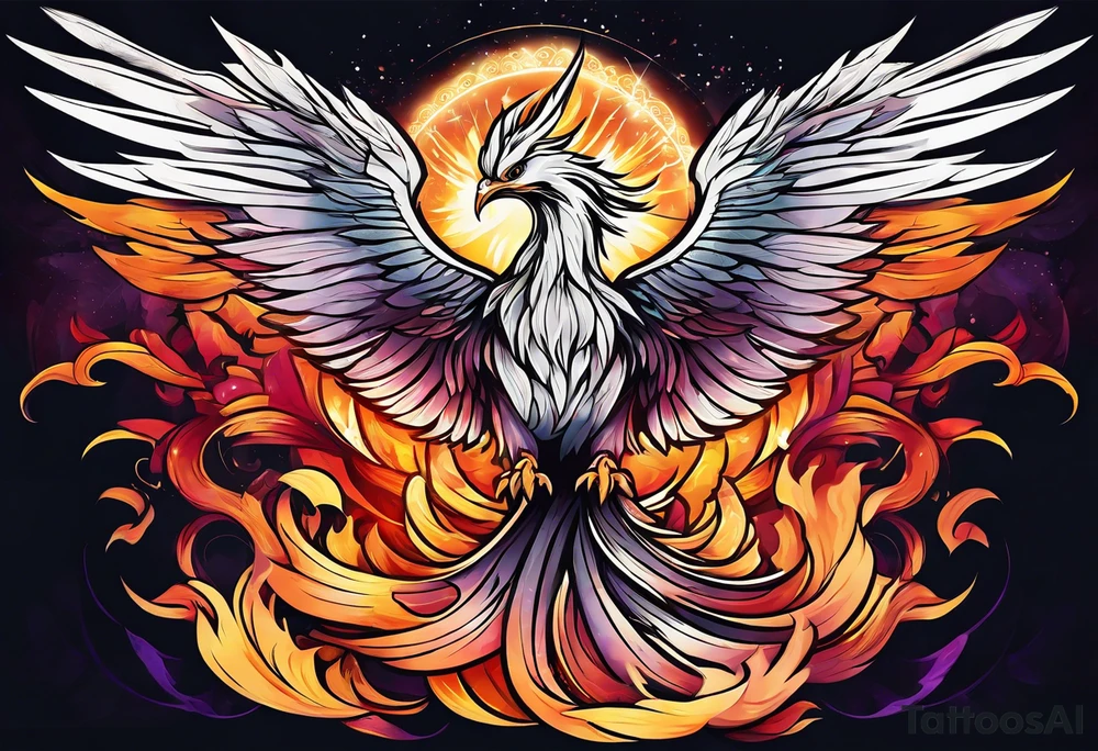 Phoenix rising out of fire. Rebirth. tattoo idea