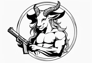 capricorn man with gun tattoo idea