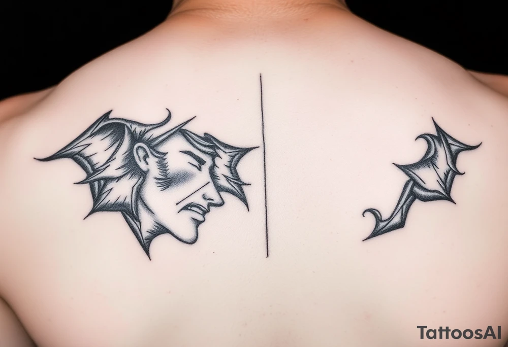 pencil sketch of dark and light emotion tattoo idea