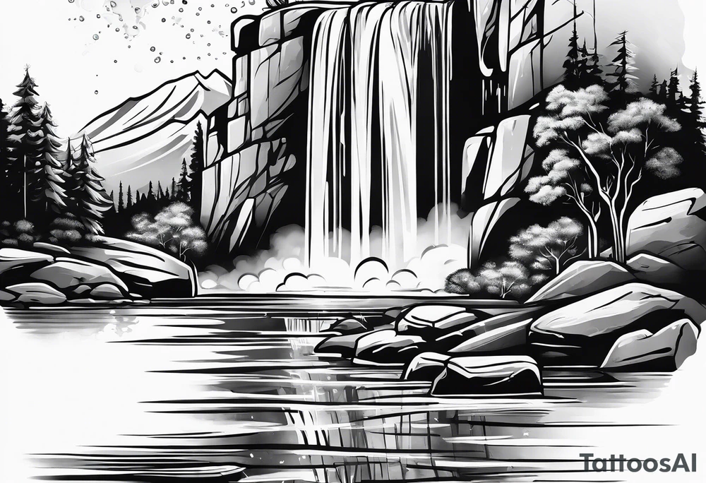 waterfall shower ice cubes tattoo idea