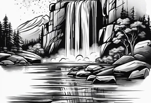 waterfall shower ice cubes tattoo idea