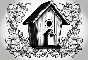 Outline of a birdhouse tattoo idea