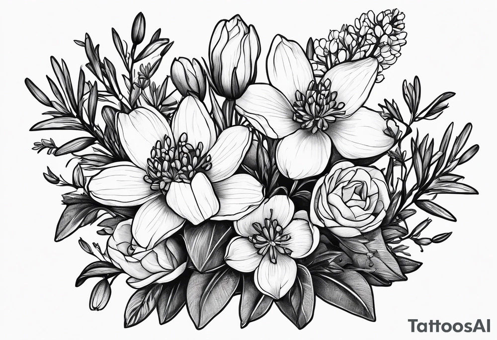 Bouquets of bluebonnets tattoo idea
