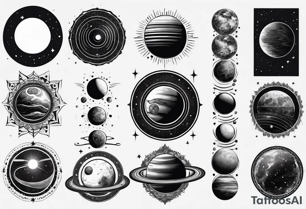 solar system spine tattoo idea