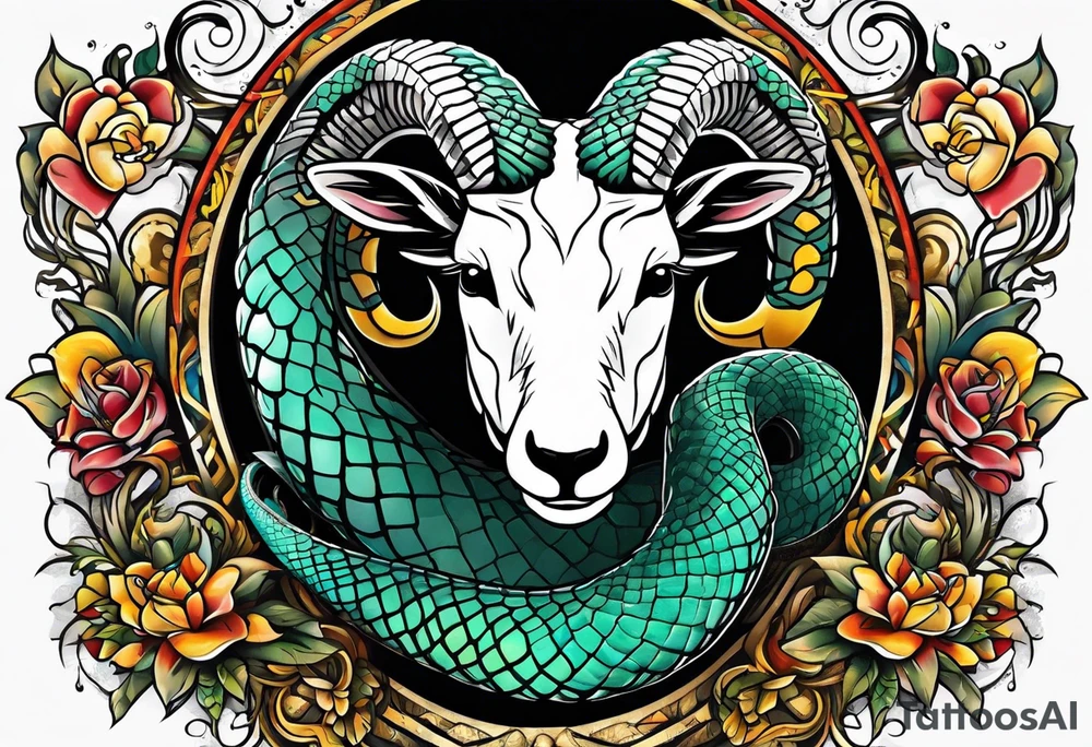 On the goat's head is a snake tattoo idea