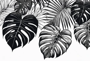 a group of monstera leaves tattoo idea