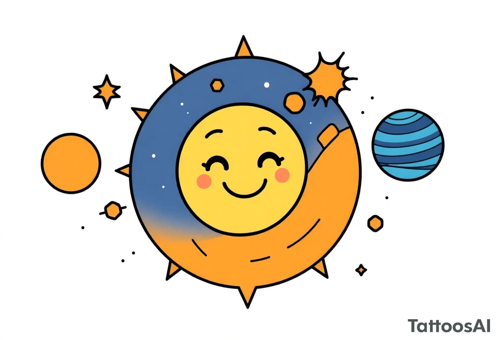 Smiley Cute solar system tattoo idea