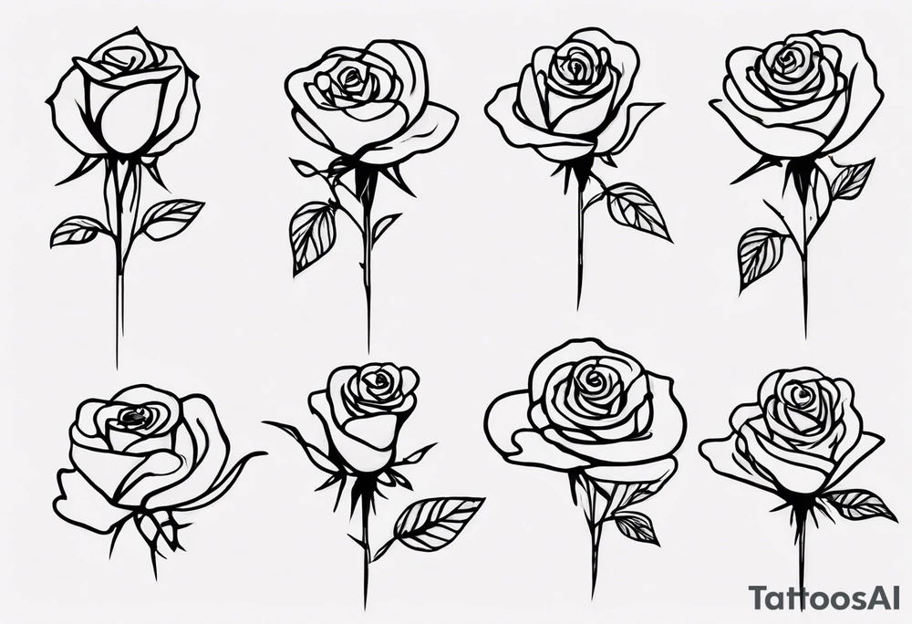 bleeding rose flower, one line tattoo idea