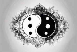 a hexagonal figure depicting ying and yang tattoo idea