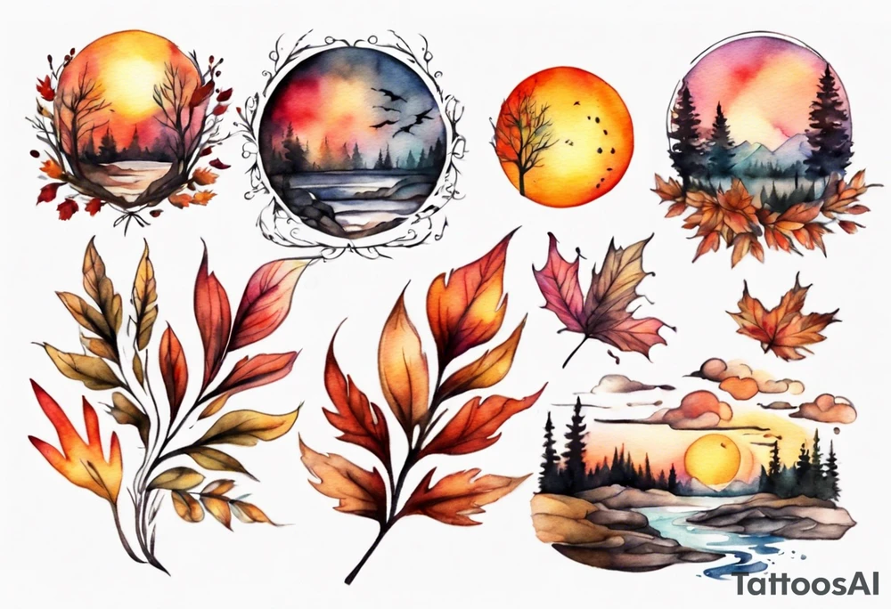 fall sunset tattoo idea