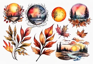 fall sunset tattoo idea