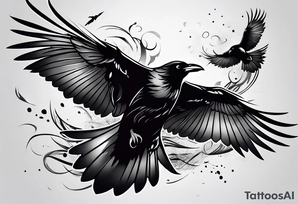 ravens in flight tattoo idea