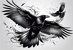 ravens in flight tattoo idea