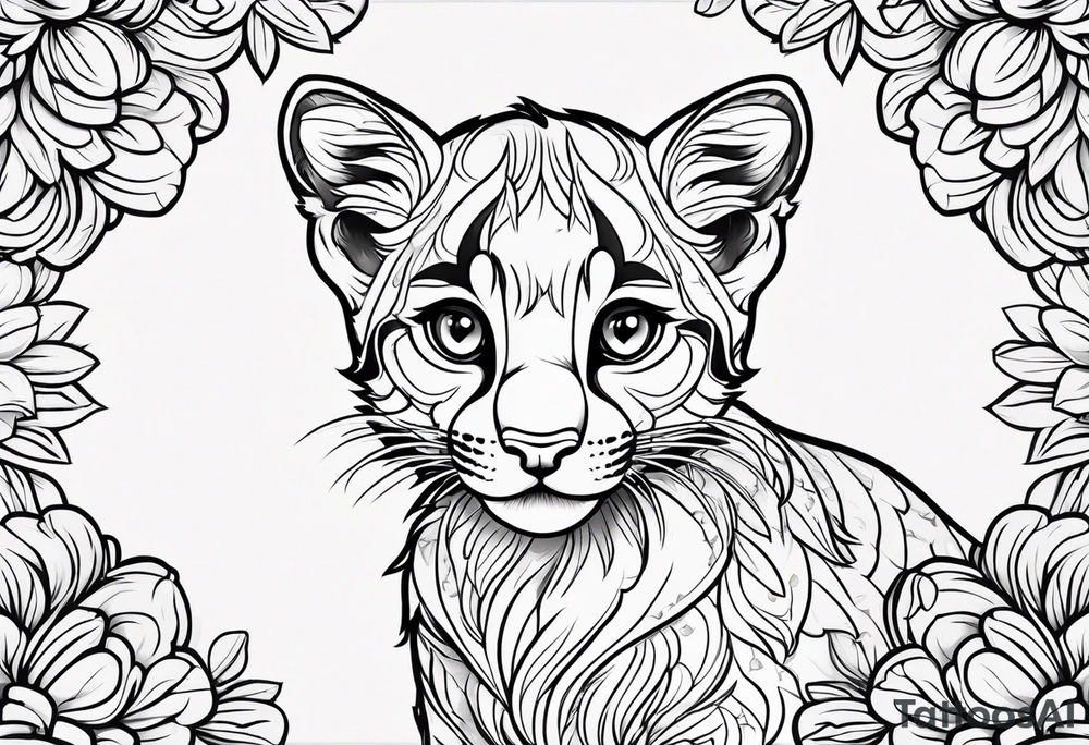 super cute cartoon cougar
cub blank background tattoo idea
