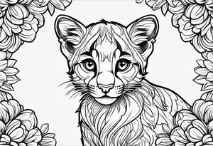 super cute cartoon cougar
cub blank background tattoo idea