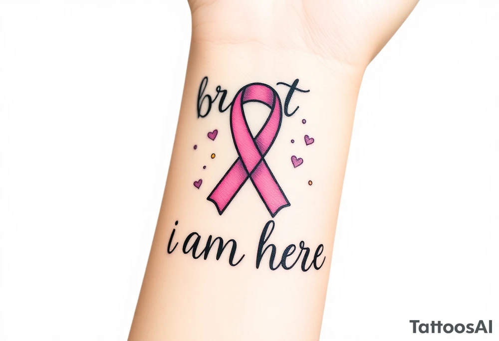 Breast cancer I am here tattoo idea
