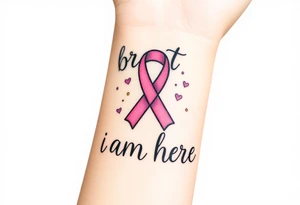 Breast cancer I am here tattoo idea