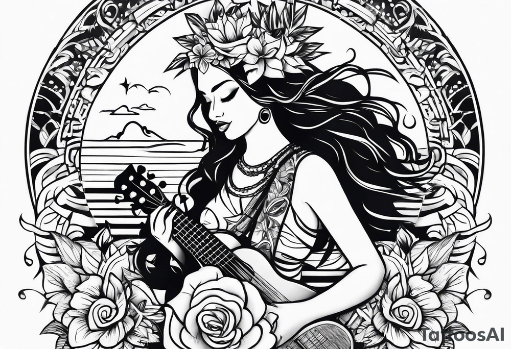 vahine dance with ukulele tattoo idea